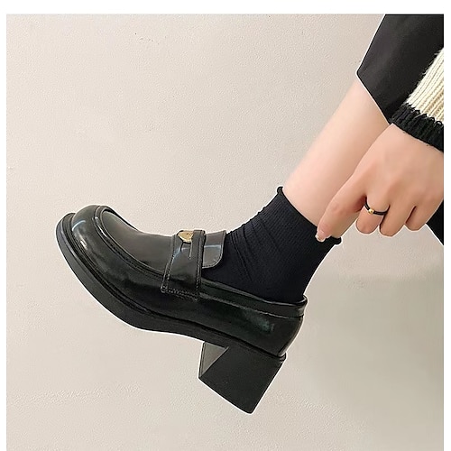 

Per donna Slip-On Ufficio Quadrato Punta tonda minimalismo Footing Similpelle Mocassino Tinta unica Nero