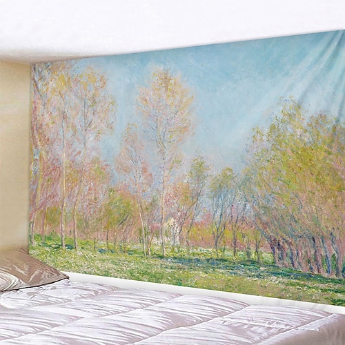 

pittura a olio foresta parete arazzo arredamento arte coperta tenda appesa casa camera da letto soggiorno decorazione