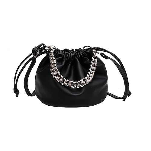 

Dame Crossbody-veske Snøreveske PU lær Daglig Vanntett Helfarge Svart Hvit