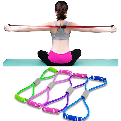 

Yoga Strap Sports Latex Yoga Gym Workout Exercise Fitness Stretchy Durable Stress Relief Strengthens Muscle Tone Strength Trainer For Women Men Arm