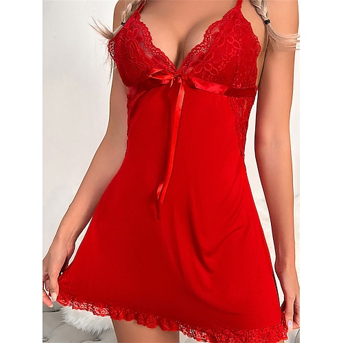 

Per donna Abito con bretelline Abito estivo Mini abito Sensuale Accogliente Pizzo Schiena scoperta Tinta unica Con bretelline Feste Interni Rosso 2023 Estate Primavera S M L XL