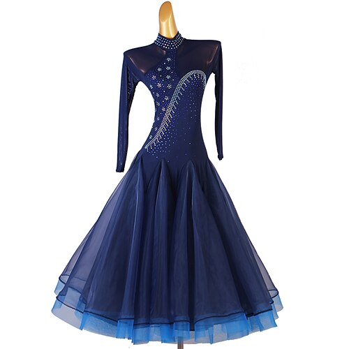 

ballroom dans Kjole Kombination Krystal / Rhinsten Dame Ydeevne Træning Langærmet Høj Spandex Organza Tyl