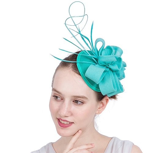 

Fascinateurs Tissu Derby kentucky Eglise Elégant Rétro Avec Plume Fleur Casque Couvre-chef