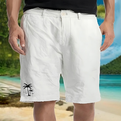 

Hombre Pantalón corto Pantalones cortos de playa Pantalones cortos holgados Bolsillo Graphic Árbol de coco Transpirable Suave Corto Casual Diario Festivos Deportes Moda Blanco Verde Trébol