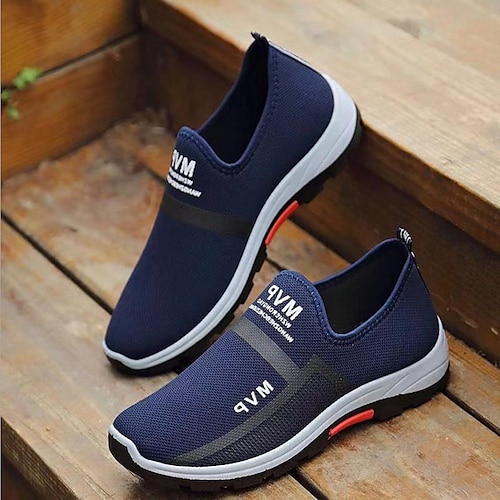 

Homens Mocassins e Slip-Ons Sapatos Confortáveis Mocassins de pano Clássico Casual Ao ar livre Diário Caminhada Com Transparência Respirável Esporte cinza Esporte negro esporte azul Slogan Verão