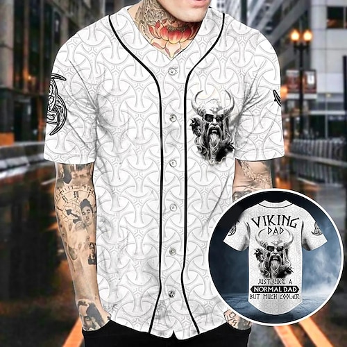 

Herre Baseballjersey Baseballskjorte Pustende Lettvekt Svettereduserende Kortermet Skjorte Jersey Normal Trykket Sommer Treningsøkt Tennis Golf