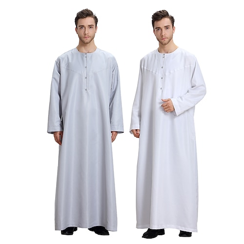 

Arabian Muslim Adults Men's Religious Saudi Arabic Robe Thobe / Jubba For Polyester Ramadan Leotard / Onesie