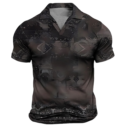 

Herre POLO Trøje Golftrøje Grafiske tryk Årgang Geometri V-hals Rosa Grå udendørs Gade Kort Ærme Trykt mønster Tøj Sport Mode Gade Designer