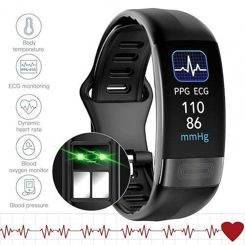 

P11 PLUS Smart Watch 0.96 inch Smart Armbånd EKG PPG Skridtæller Samtalepåmindelse Fitnessmåler Aktivitetstracker Kompatibel med Android iOS IP 67 Dame Herre Termometer Sundhedspleje