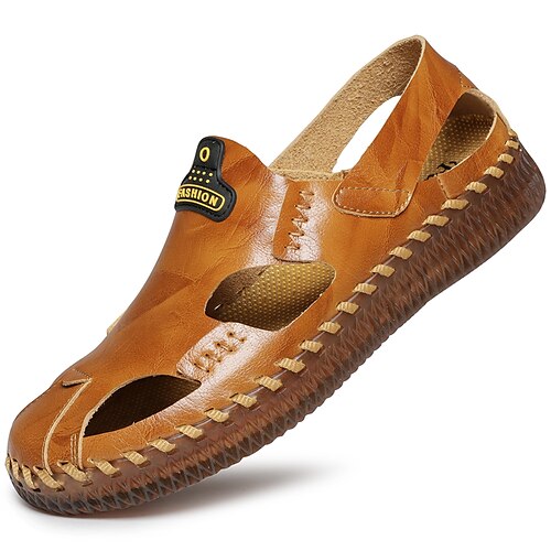 

Herre Sko Sandaler Retro Penny Loafers Fritid Daglig Gange Elastisk stoff Pustende Svart Brun Kakifarget Sommer Vår