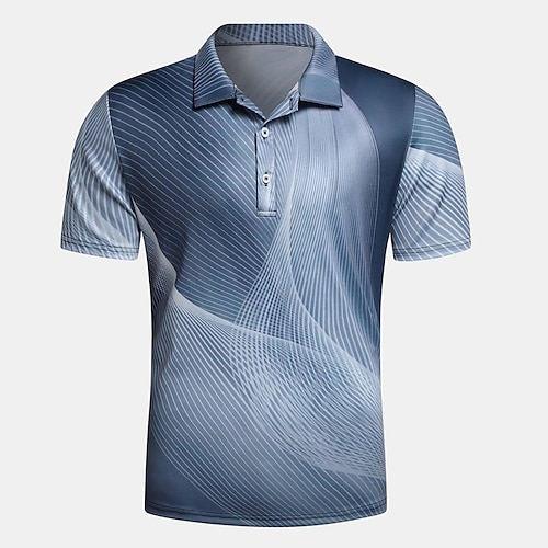 

Herre POLO T-skjorte Zip Polo Golf skjorte Grafiske trykk Geometri Aftæpning Blå utendørs Gate Kort Erme Glidelås Trykt mønster Klær Mote Designer Fritid Pustende