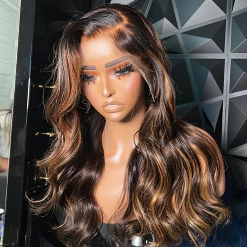 

Ubearbeidet jomfruhår 13x4 blonder foran Parykk Sideskill Brasiliansk hår Krop Bølge Flerfarvet Parykk 130% 150% Hair Tetthet Ombre-hår Hår med highlights 100% Jomfru Til parykker for svarte kvinner