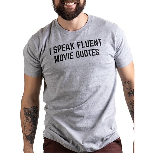 

Herre Plusstørrelser Store Høje T-shirt T-Shirts Rund Hals Grå Kort Ærme udendørs I-byen-tøj Trykt mønster Bogstaver Tøj Bomuldsblanding Gade Stilfuld Afslappet