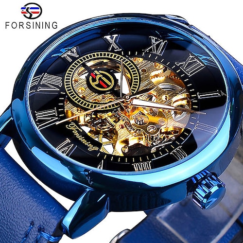 

FORSINING Men Mechanical Watch Wrist Watch Luxury Casual Wristwatch Analog Hollow Skeleton Automatic Self-winding Tourbillon Luminous Leather Strap Watch