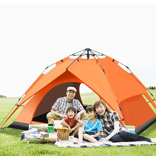 

4 persone Tenda Tenda da campeggio per famiglie Esterno Impermeabile Protezione solare UV Antivento Doppio strato Tenda da campeggio 1500-2000 mm per Pesca Scalate Spiaggia Tessuto Oxford 220200145