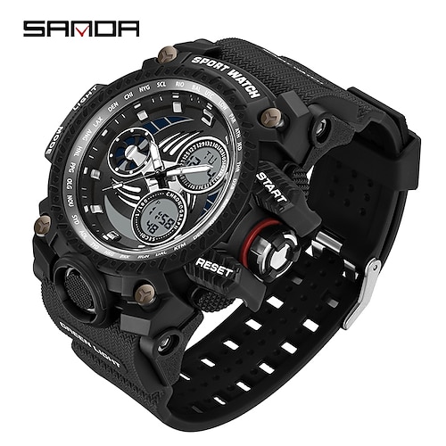 

SANDA Herren Armbanduhr Digitaluhr Chronograph Wasserdicht Wecker Nachts leuchtend Caucho Beobachten