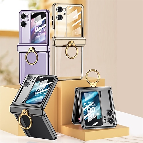 

Phone Case For OPPO Full Body Case Find N2 Flip Bumper Frame Magnetic Four Corners Drop Resistance Transparent Solid Colored TPU PC