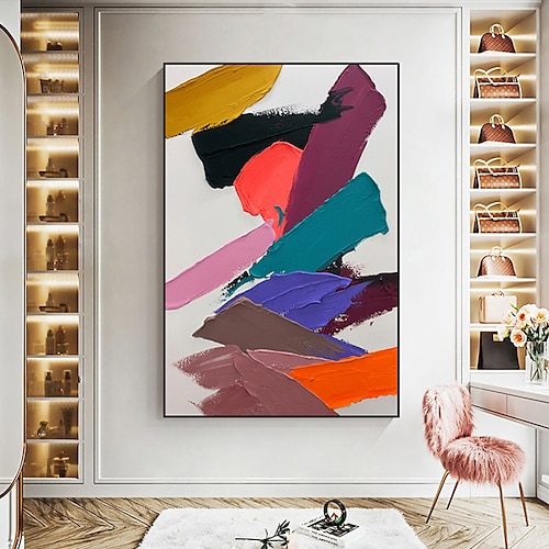 

Pintura al óleo hecha a mano lienzo decoración de arte de la pared código de color abstracto moderno para la decoración del hogar pintura enrollada sin marco sin estirar