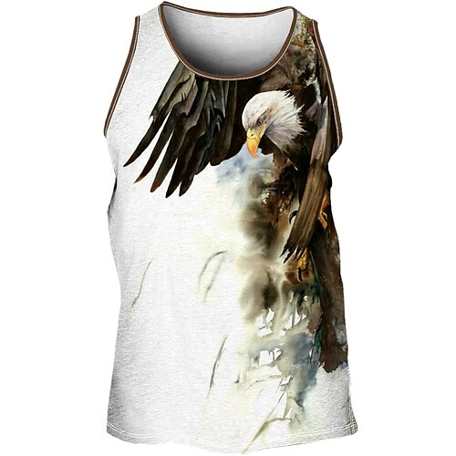 

Herre Vest Top Ærmeløs T-shirt til mænd Grafisk Dyr Ørn Rund hals Tøj 3D-udskrivning Daglig Sport Uden ærmer Trykt mønster Mode Designer Muskel