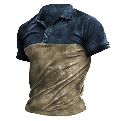 

Per uomo POLO Camicia da golf Golf Strada Informale Bavero Manica corta Vintage Di tendenza Color Block Pulsante Estate Standard Marrone POLO