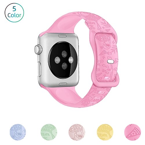 

Sportarmband Blume graviert Kompatibel mit Apple Watch Armband 38mm 40mm 41mm 42mm 44mm 45mm 49mm Wasserfest Schmetterlingsschnalle Metallverschluss Weiches Silikon Ersatzarmband für iwatch Serie