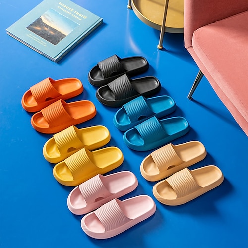 

Women's Slippers House Slippers Home Beach Flat Heel Open Toe Casual Minimalism EVA(ethylene-vinyl acetate copolymer) Loafer Solid Color Black White Yellow