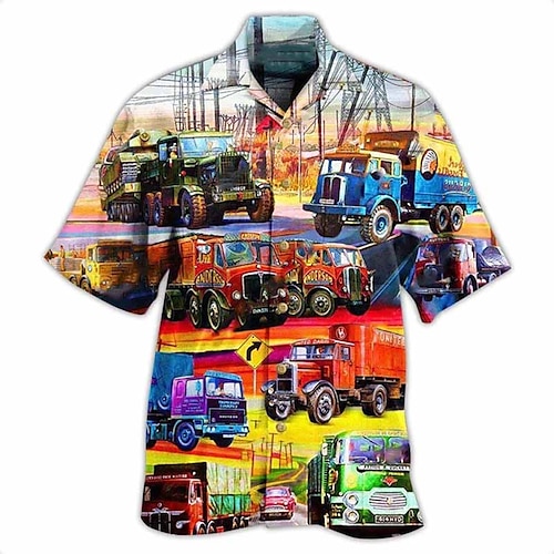 

Homens Camisa Social Camisa havaiana Estampas Abstratas caminhoneiro colar cubano Amarelo Vermelho Azul Cáqui Casual Havaiana Manga Curta Imprimir Roupa Esportes Moda Roupa de rua Designer