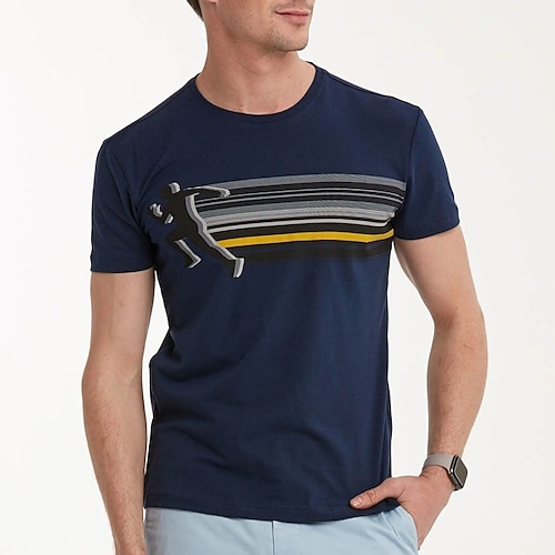 

Herre Plusstørrelser Store Høje T-shirt T-Shirts Rund Hals Navyblå Kort Ærme udendørs I-byen-tøj Trykt mønster Grafiske tryk Tøj Bomuldsblanding Gade Stilfuld Afslappet