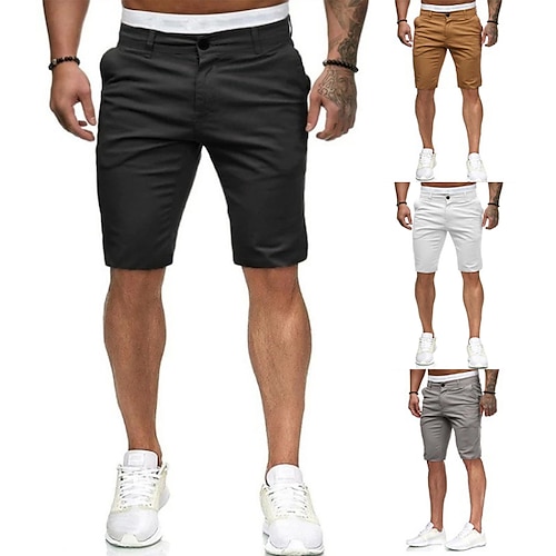 

Men's Shorts Chino Shorts Bermuda shorts Pocket Plain Comfort Breathable Outdoor Daily Going out 100% Cotton Fashion Streetwear Black White