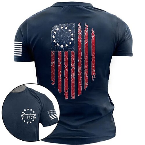 

Herre T-shirt T-Shirts Grafisk Nationalflag Rund hals Tøj 3D-udskrivning udendørs Afslappet Kortærmet Trykt mønster Mode Designer Årgang