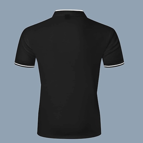  Herren Poloshirt Kragenlose Golfshirts Casual Festtage Ständer Kurzarm Modisch Basic Glatt Taste Sommer Regular Fit Schwarz Weiß Burgunderrot Poloshirt