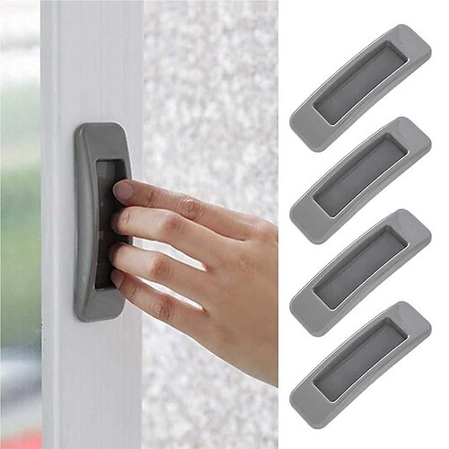 

4 stk vindu selvklebende håndtak hjelper grå garderobe stick on pull hjelpeskuff selvklebende knotter for kjøkkenmøbler