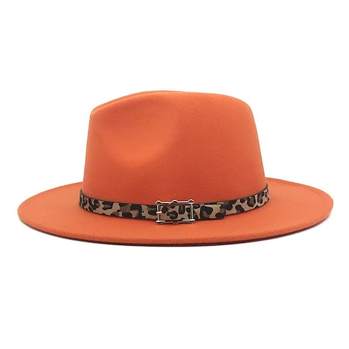 

berretto Lana / acrilico Cappello Fedora Formale Matrimonio Semplice Con Leopardo Fibbia di metallo Copricapo Copricapo