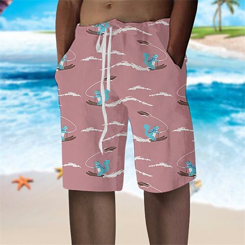

Per uomo Pantaloncini estivi Pantaloncini da spiaggia A cordoncino Vita elastica Stampa 3D Pop art Animali Traspirante Morbido Breve Informale Giornaliero Per eventi Streetwear Hawaiano Rosa Blu