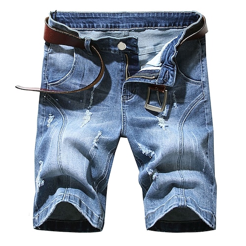 

Herre Jeans Denim shorts Light Wash Jeans Jean Shorts Lomme Vanlig Komfort Påførelig Knælængde Daglig Ferie I-byen-tøj Denimstof Stilfuld Klassisk Tynde Lyseblå