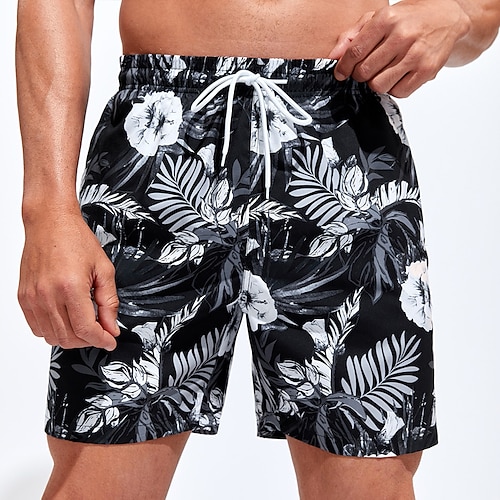 

Herre Surfeshorts Badeshorts Sommershorts Strandshorts Snorer med mesh fôr Elastisk midje Grafiske trykk Blomst Hurtigtørkende Kort Avslappet Daglig Ferie Bohem Hawaiisk Svart Mikroelastisk