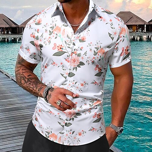 

Per uomo Camicia Camicia hawaiana Floreale Stampe astratte Collo ripiegabile Bianco Esterno Strada Maniche corte Bottone giù Stampa Abbigliamento Di tendenza Streetwear Originale Morbido