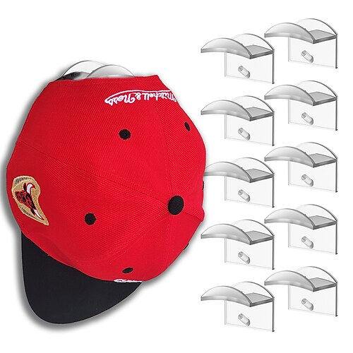 

Gancio per montaggio a parete appiccicoso da 10 pezzi per berretto da baseball scatola di immagazzinaggio per cappelli casual senza pasta di perforazione appendiabiti per porta portatile