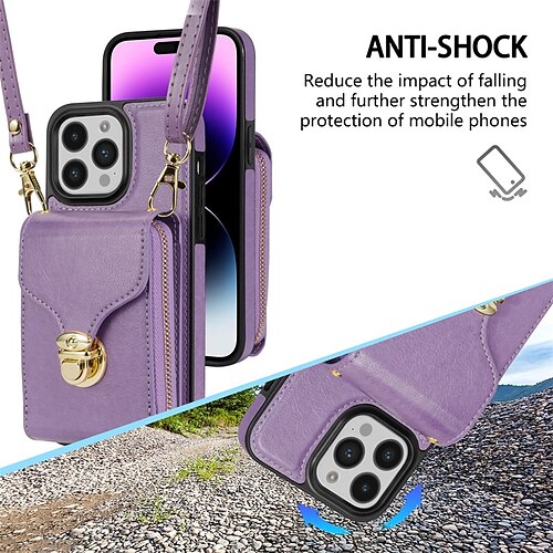 

teléfono Funda Para Apple Tarjetas billetera iPhone 14 Pro Max Plus 13 12 11 Mini X XR XS 8 7 Portátil Cartera Cremallera Color sólido TPU Cuero de PU