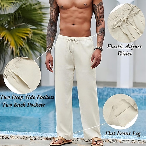 Linen Amalfi Pant | Mens linen pants, Linen beach pants, Linen blend pants