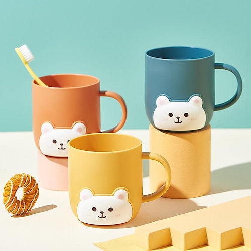 

Tazza da 16,9 once per il lavaggio dell'orso dei cartoni animati, tazza di plastica con manico portatile, tazza per spazzolino da denti per bambini, tazza da bagno per coppia