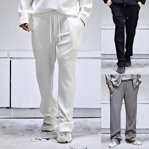 

Per uomo Pantaloni Pantaloni casual A cordoncino Liscio Comfort Traspirante Esterno Giornaliero Per uscire Di tendenza Streetwear Nero Bianco