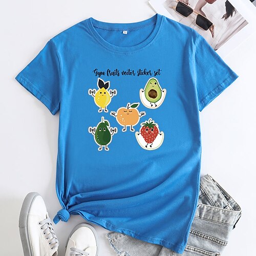 

Damen T Shirt Weiß Hellgrün Wein Graphic Buchstabe Bedruckt Kurzarm Täglich Festtage Basic Rundhalsausschnitt Standard 100% Baumwolle Farbe S