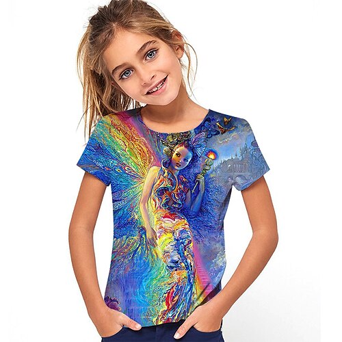 

Bambino Da ragazza maglietta Pop art Esterno Stampa 3D Manica corta Girocollo stile sveglio 7-13 anni Estate Blu Viola Verde