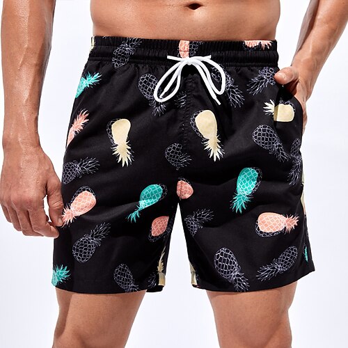 

Herre Surf shorts Badeshorts Sommer shorts Strandshorts Snørelukning med mesh-for Elastisk Talje Ananas Grafiske tryk Hurtigtørrende Korte Afslappet Daglig Ferie Boheme Hawaiiansk Sort Mikroelastisk