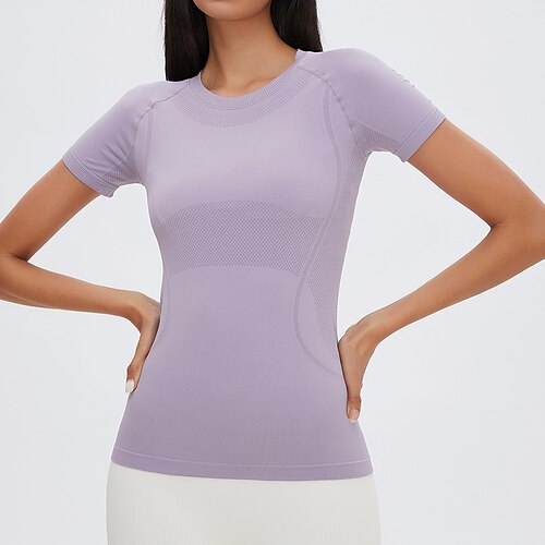 

Abbigliamento sportivo Superiore Colore Puro Per donna Addestramento Corsa Manica corta Naturale Elastene