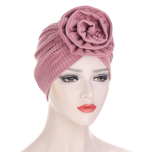 

7 colori scelta moda donne musulmane grande fiore turbante cappello sciarpa copricapo cura dei capelli beanie hijab copricapo accessori per capelli