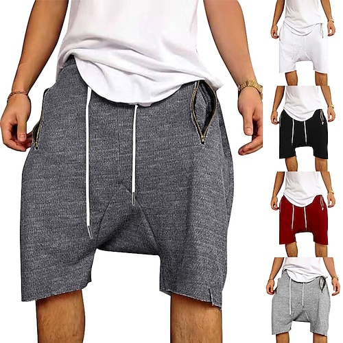 

Homens Calção Shorts casuais Shorts Harém Bolsos Tecido Conforto Respirável Ao ar livre Diário Para Noite Moda Roupa de rua Preto Branco