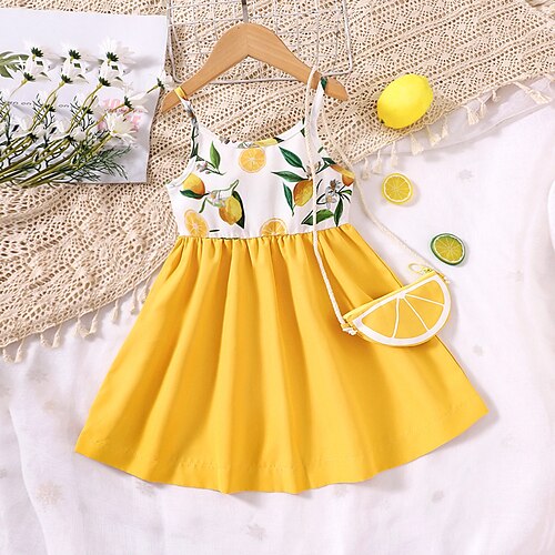 

Bambino (1-4 anni) Da ragazza Vestito floreale Floreale Abito linea A Sopra il ginocchio Vestito Scuola Girocollo Manica corta Attivo Vestito 7-13 anni Estate Giallo