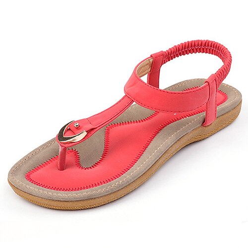 

Femme Sandales Sandales plates Grandes Tailles Extérieur Plage Talon Plat Bout ouvert Décontractées Minimalisme Faux Cuir Mocassins Couleur unie Noir Rouge Bleu